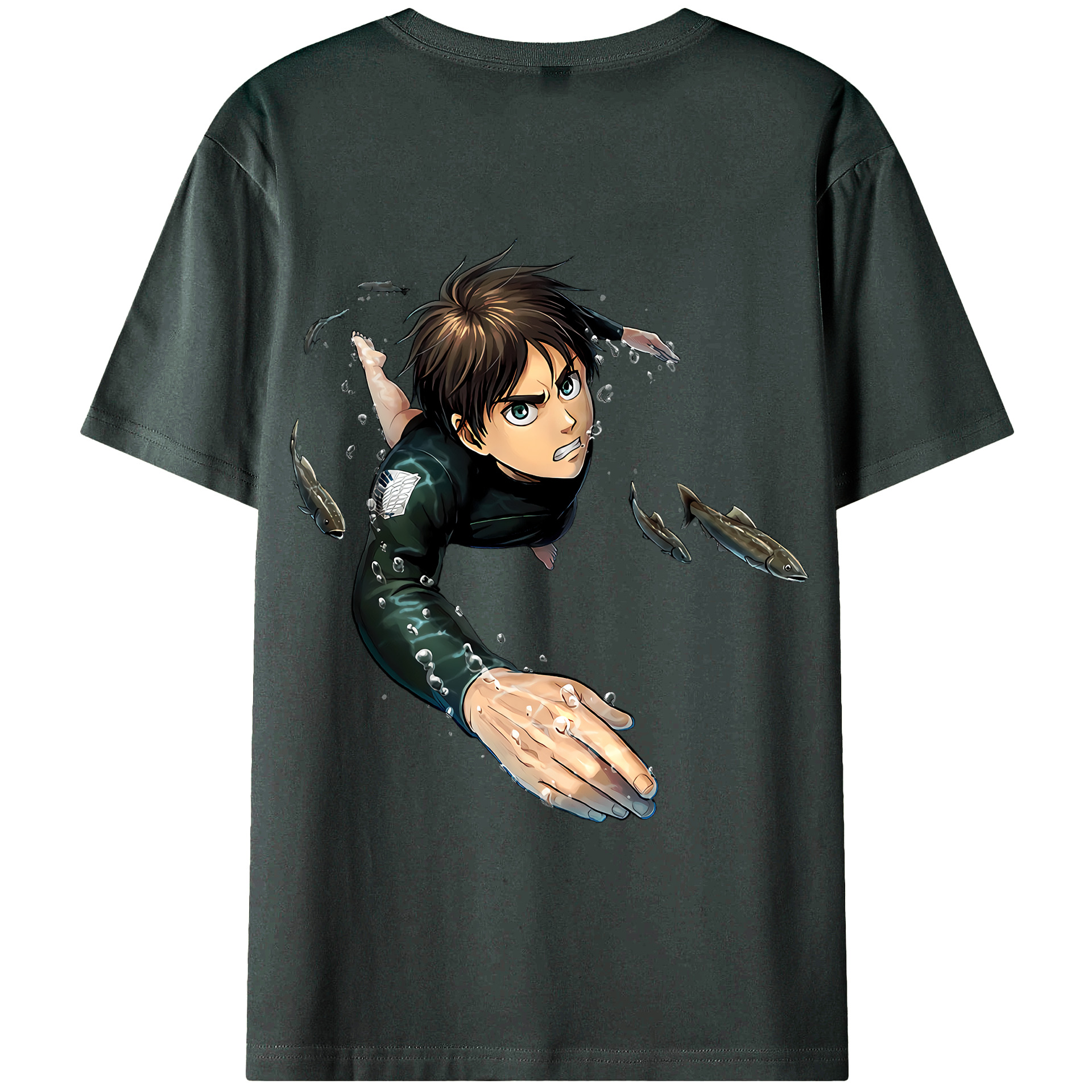 （画像用） 進撃の巨人 エレン･イェーガー Attack on Titan Eren Jäger 綿100％ メンズ半袖Tシャツ（バックプリント） 通気性